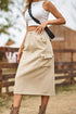'Solana' Drawstring Waist Slit Denim Skirt - Celes Fashion